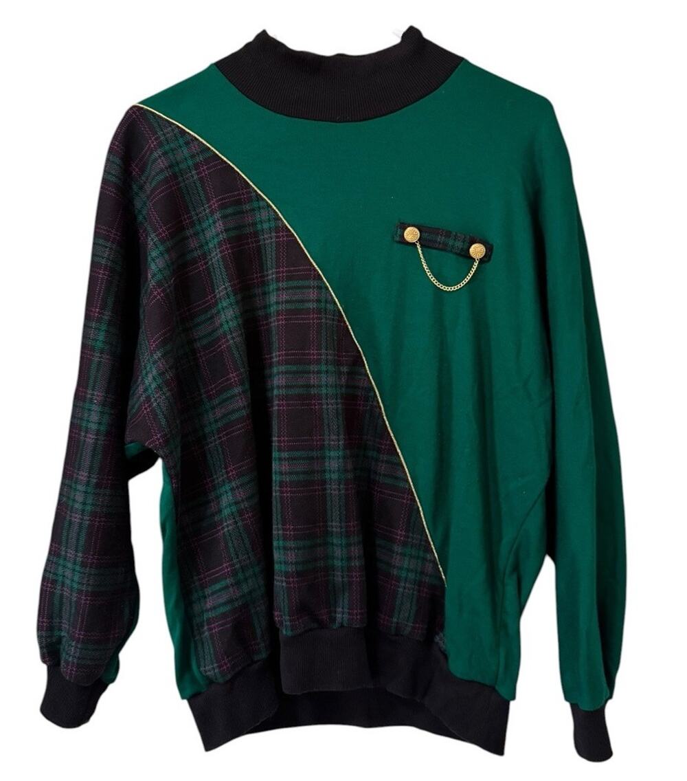 Cricket Lane Women Size Medium Sweatshirt Embellished Retro Classic USA MADE VTG